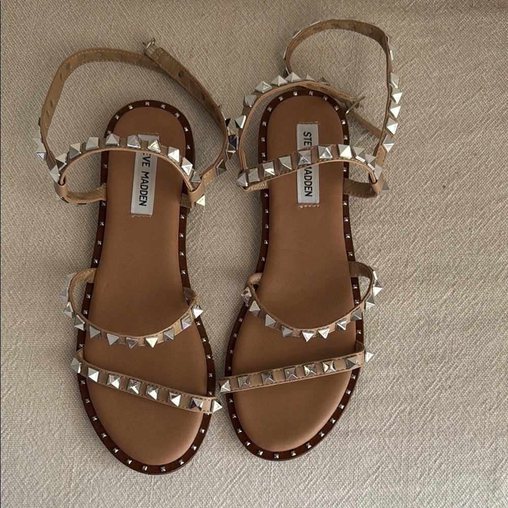 Steve Madden Tan Studded Sandals